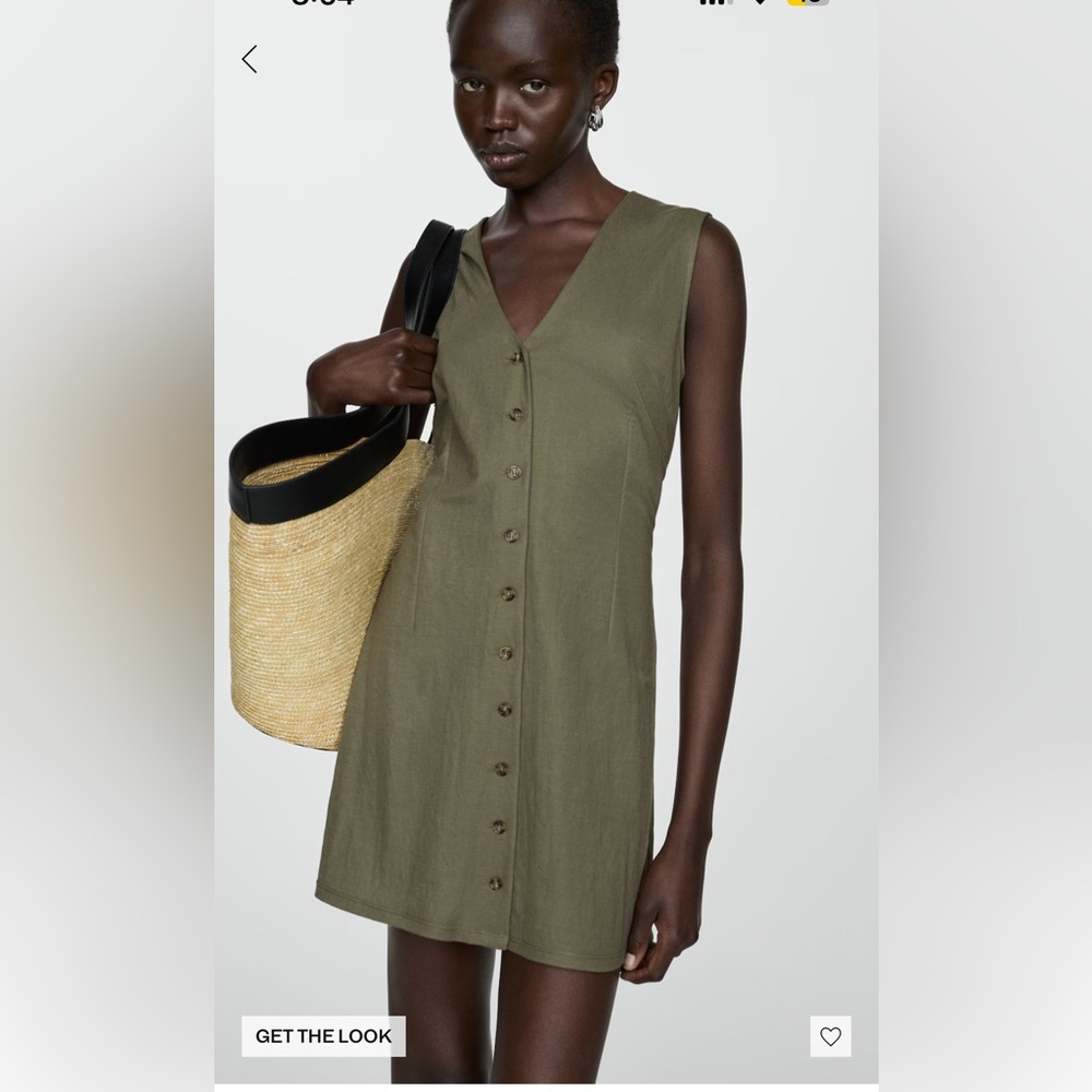 NWT Mango Green Short Buttoned Dress